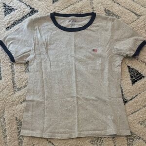 Brandy Melville Gray Tee with Navy Trim